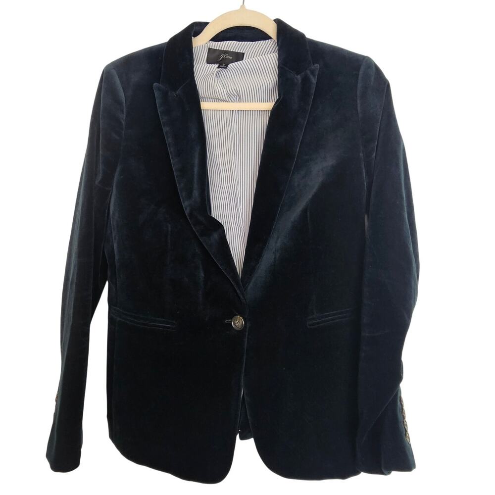J. Crew Womens Velvet Parke Blazer Sz 8 Classic Formal Career Corp Office Siren